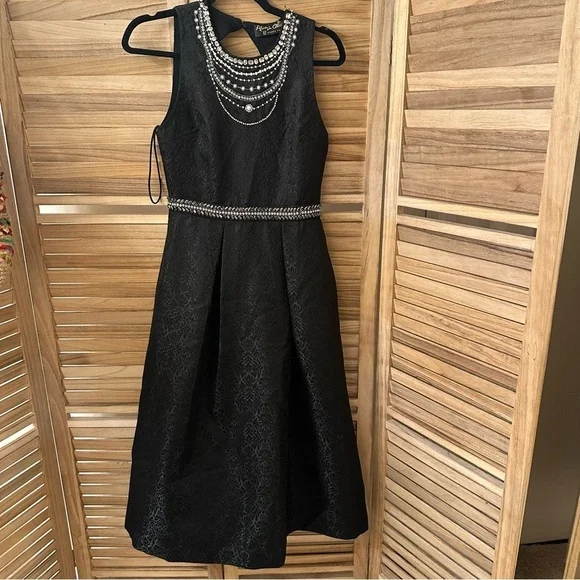 alice and olivia black pearl dress Alice + Olivia Guinevere Pearl & Crystal-Embellished Mini Dress Black   Celebrity Owned